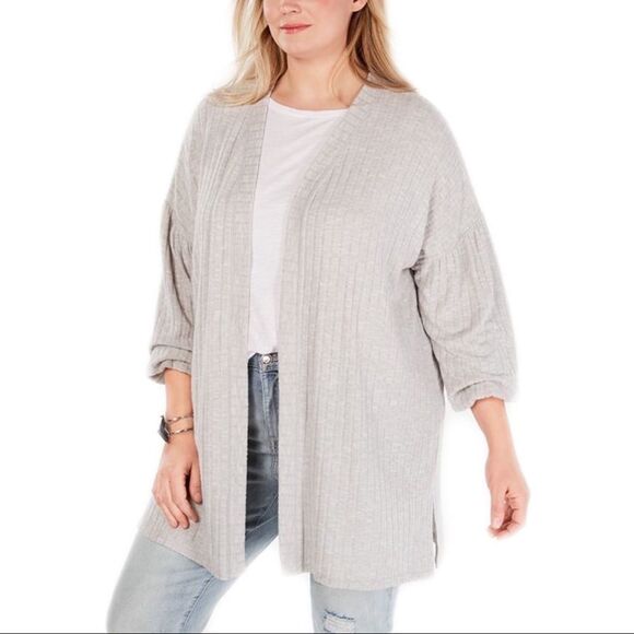 Heather Gray Open Front Lightweight Mid Length Cardigan - Picture 1 of 4